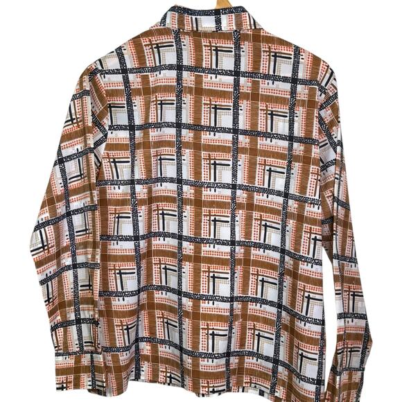 Vintage K-Mart 1970's Size 38 Geometric Print Polyester Dagger Collar Shirt - Picture 5 of 7
